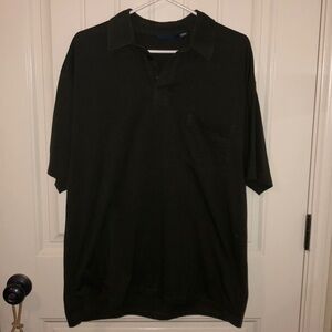 Towncraft Collared Buttoned Down Short Sleeve Olive Green Polo Top Size Large